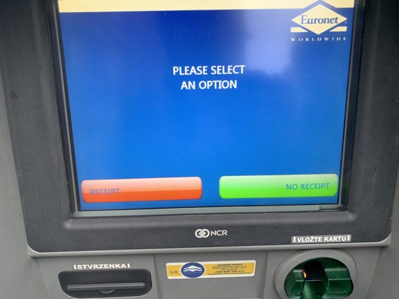 ATM領収書発行画面